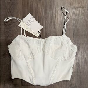 Zara White Strappy Crop Top